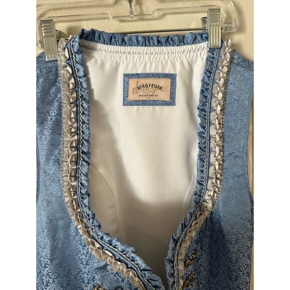 Women's Bergfeuer Stockerpoint Nivea Light Blue Grey Cotton Dirndl Mini Dress - Picture 10 of 10